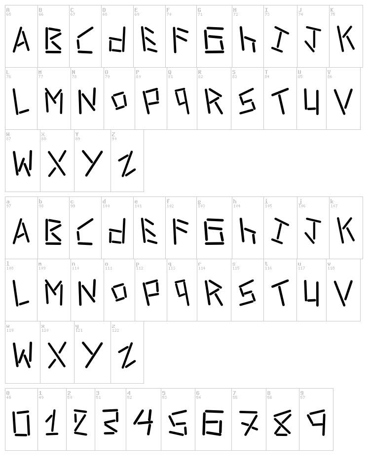 Linerstencil font map